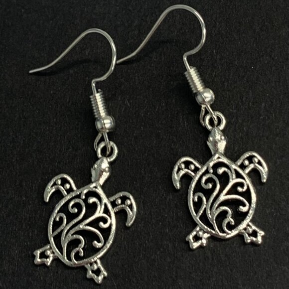 Turtle Earring, Celtic Earring, Boho Earring, Gift, Turtle Jewelry, Nautical - Picture 1 of 6